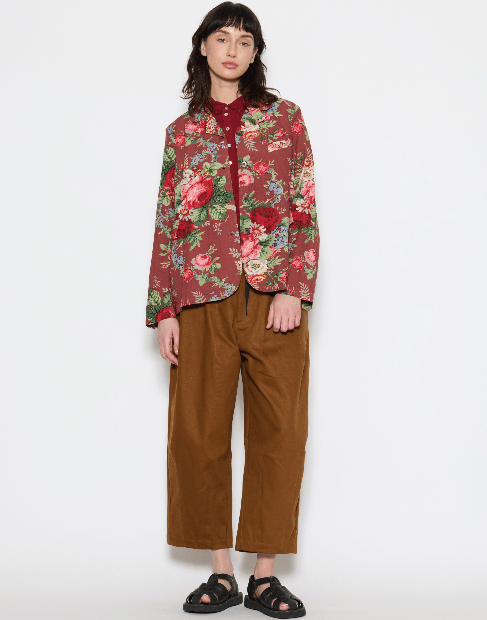 Sunset Floral Print Cotton Dominique Blazer