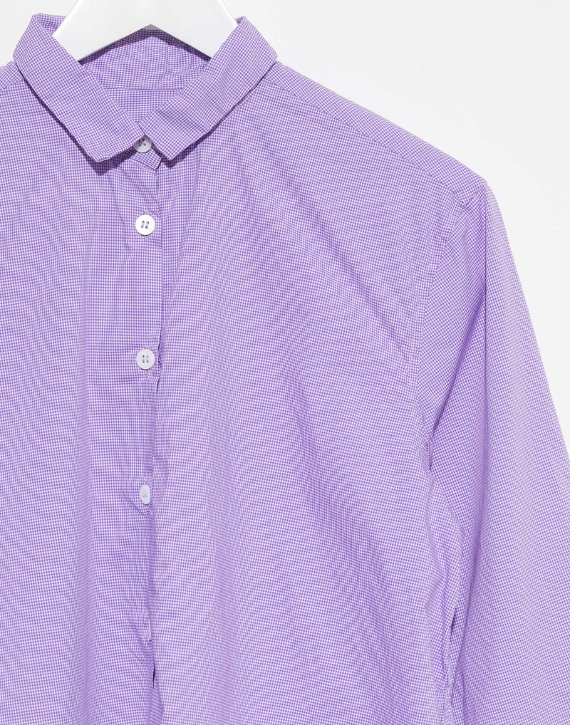 Lavender Check Cotton Loose Tyrol Shirt