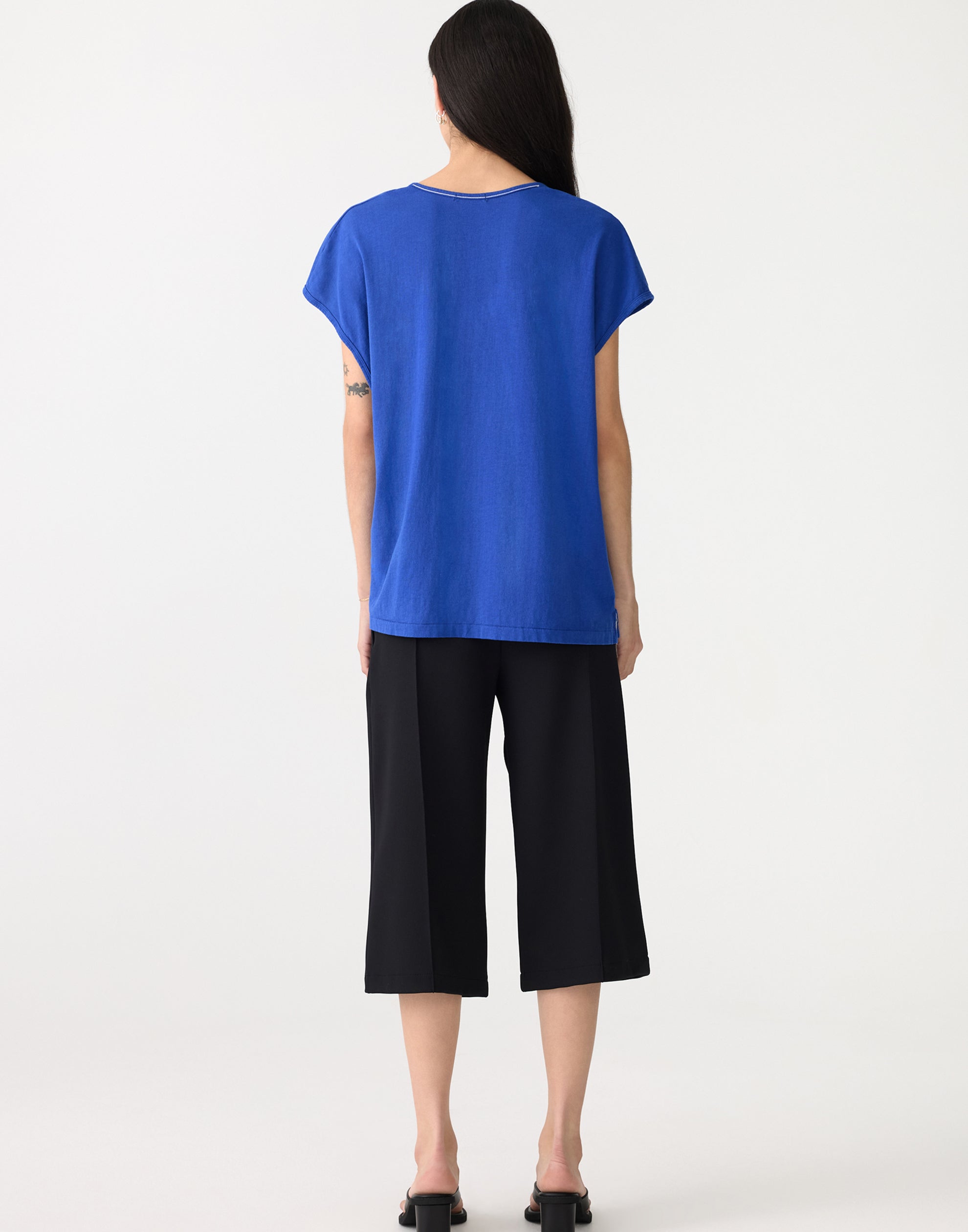 Cobalt Blue Cotton Fine Bind Scoop Neck Tank