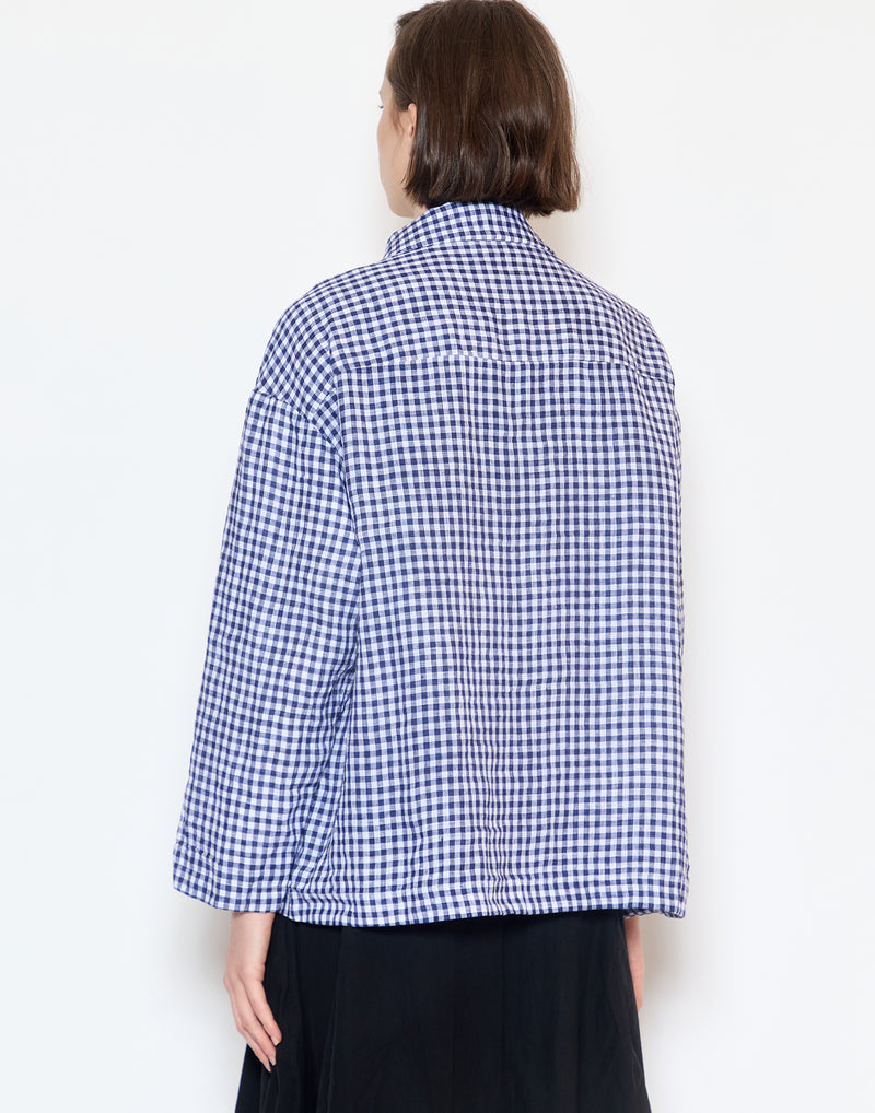 Navy Check Linen Uli Jacket