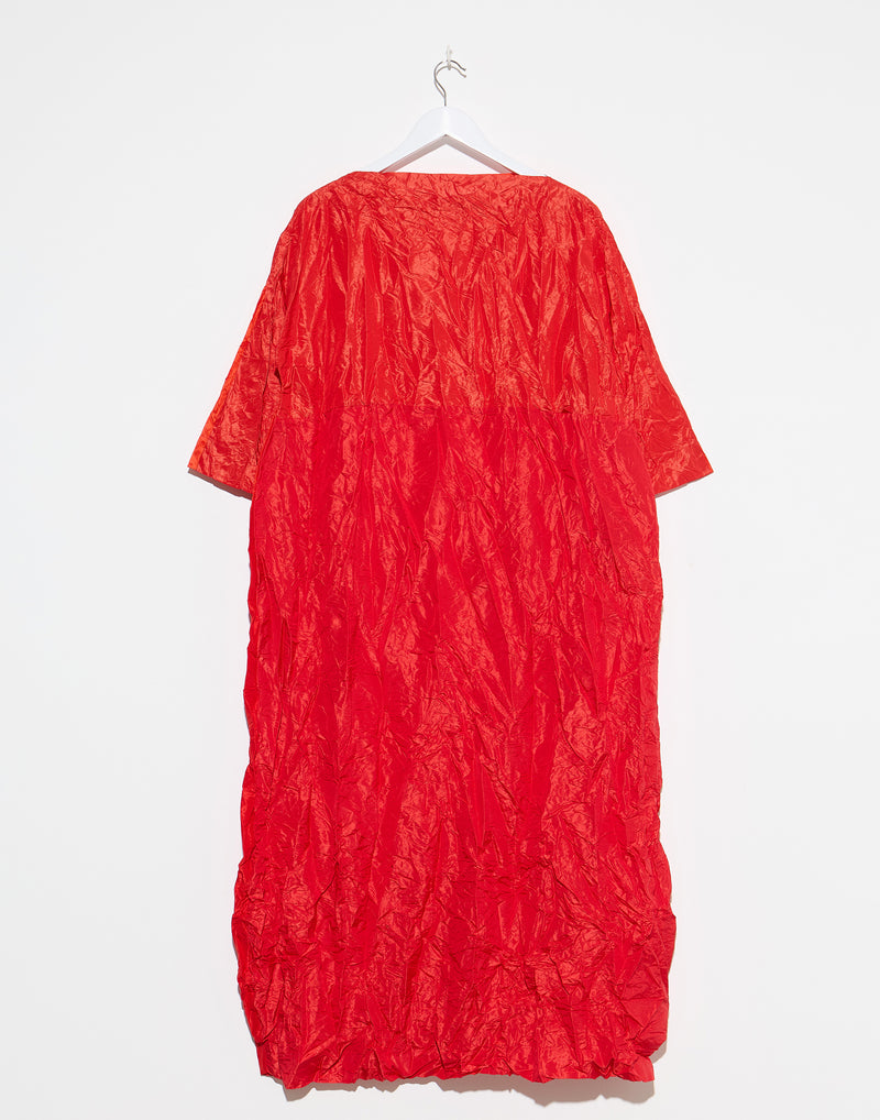 Red & Orange Silk Lunedi Meta Bianco Dress