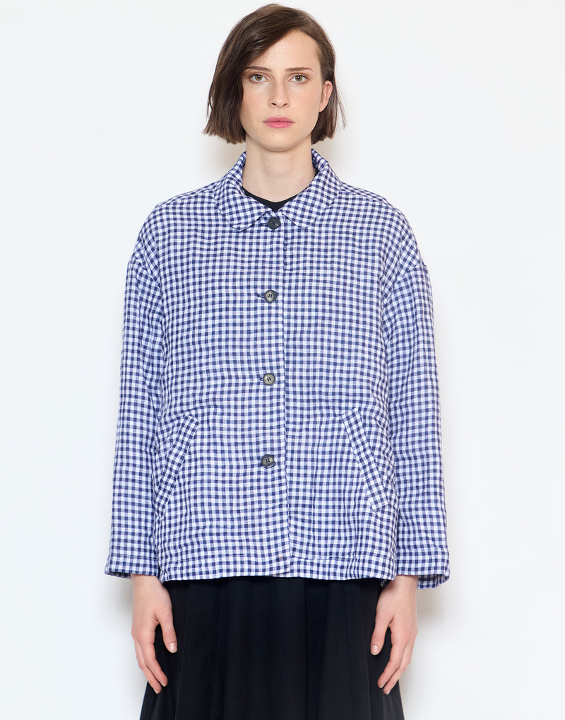 Navy Check Linen Uli Jacket