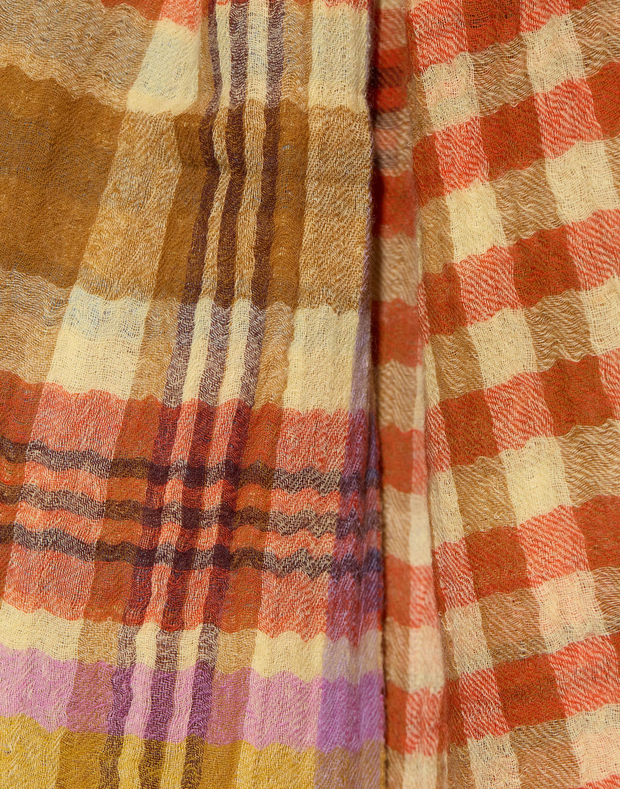 Primrose Check Wool Handwoven Scarf