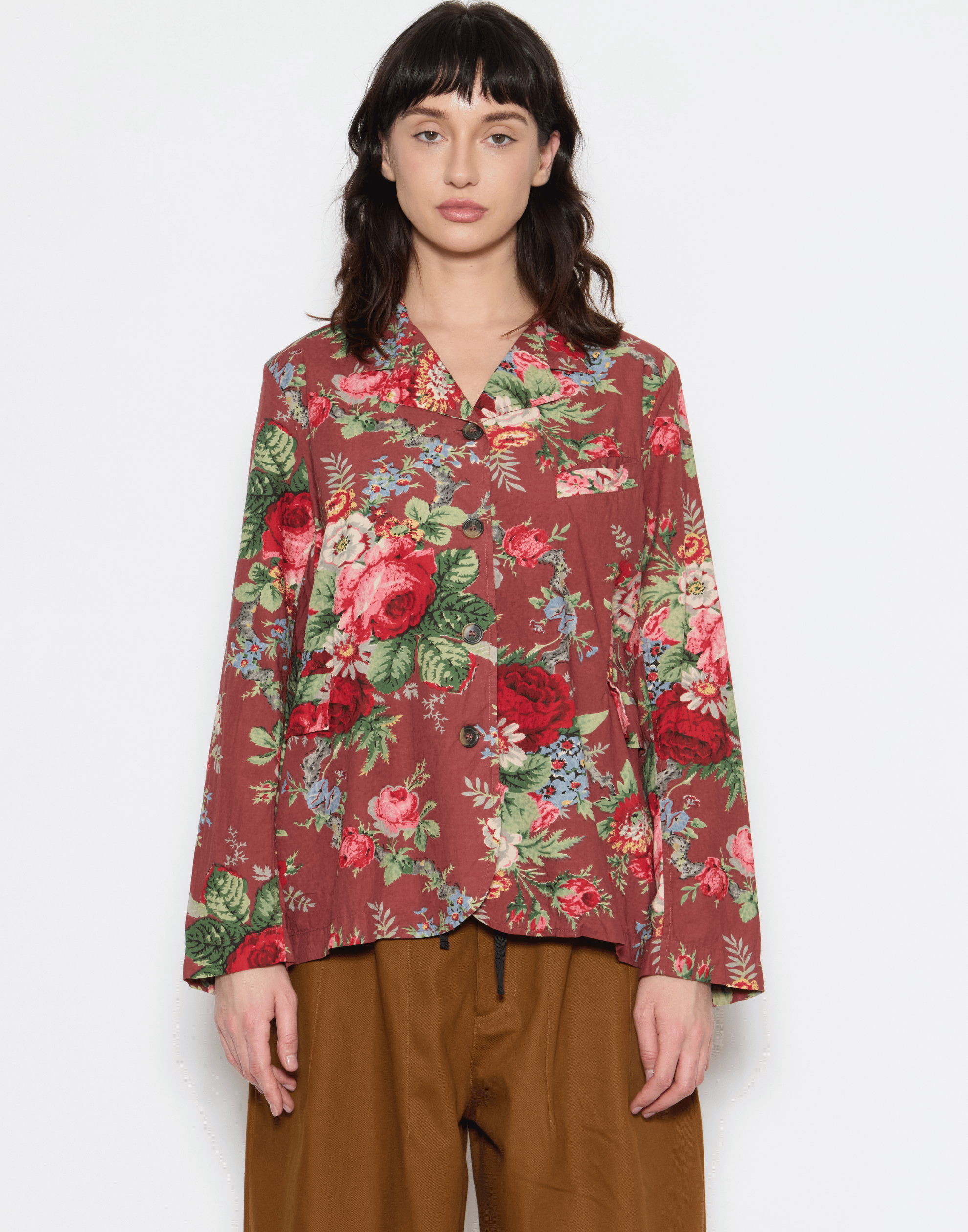 Sunset Floral Print Cotton Dominique Blazer