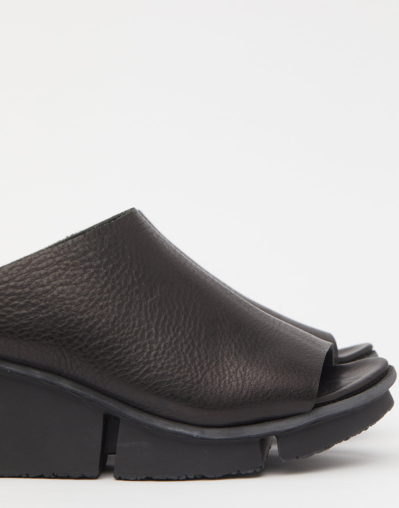 Black Leather Solo Wedge Slides