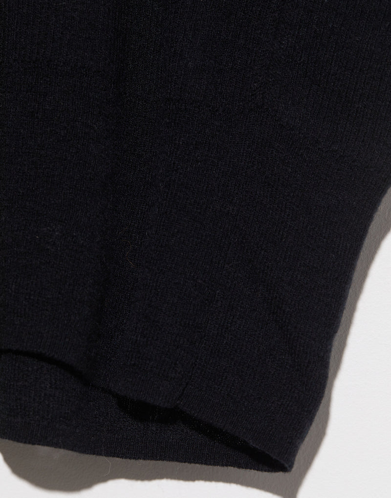 Black Fine Ribbed Wool Pullover