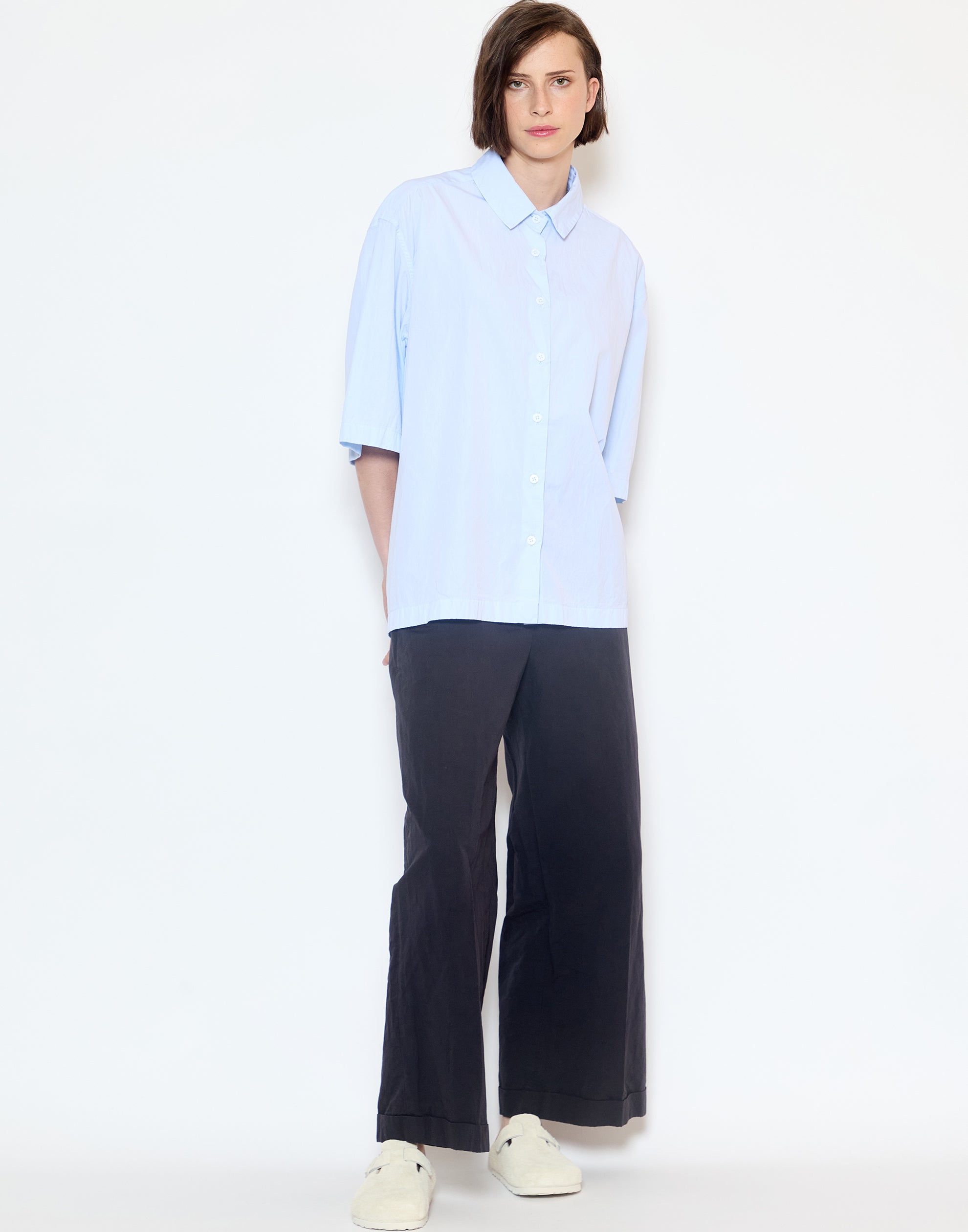 Black Cotton Wide Leg Wendy Pants