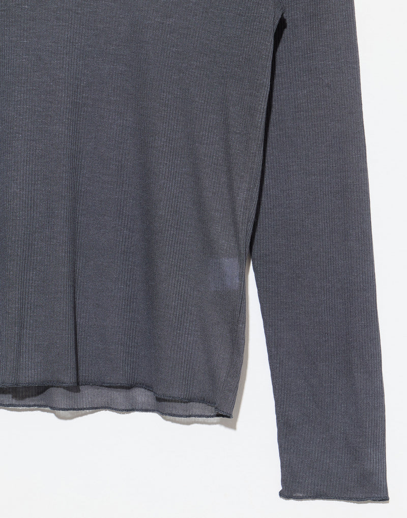 Steel Viscose Blend Long Sleeve Knit Top