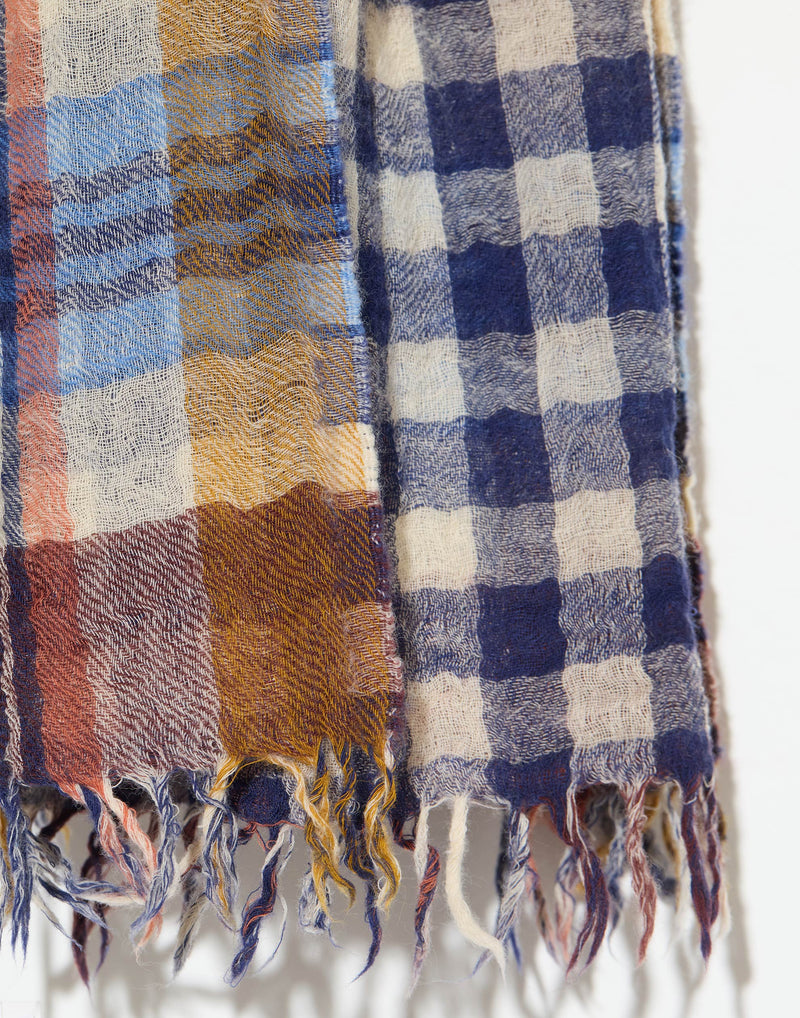 Earth Check Wool Handwoven Scarf