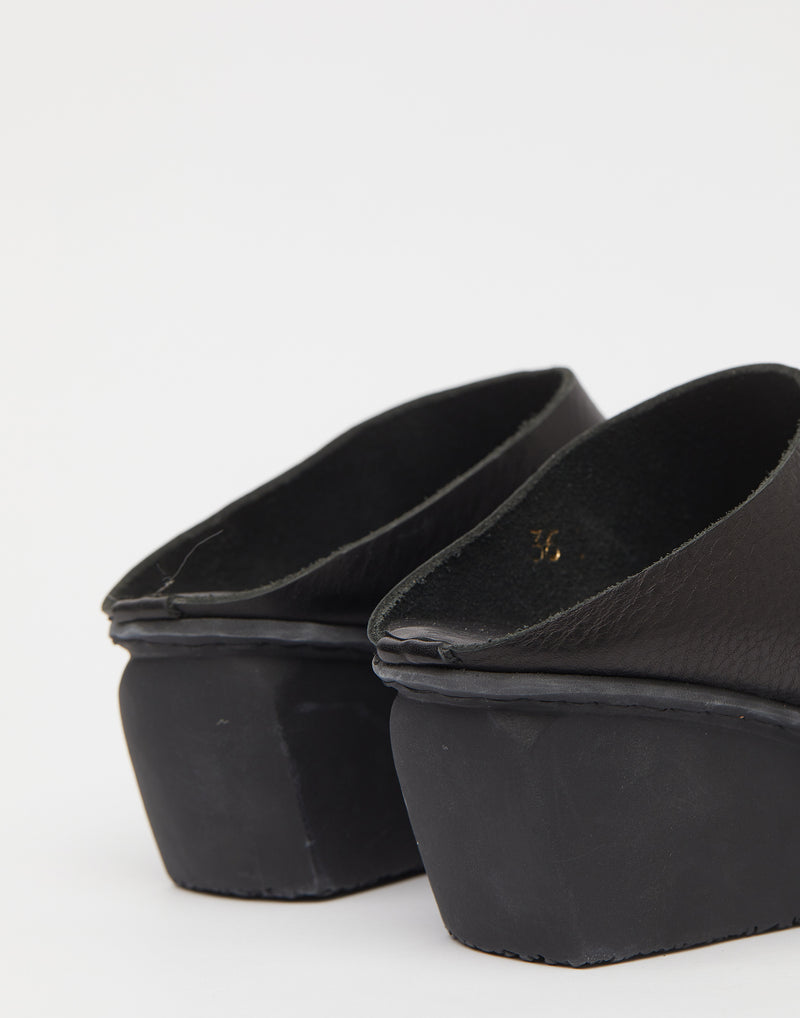 Black Leather Solo Wedge Slides