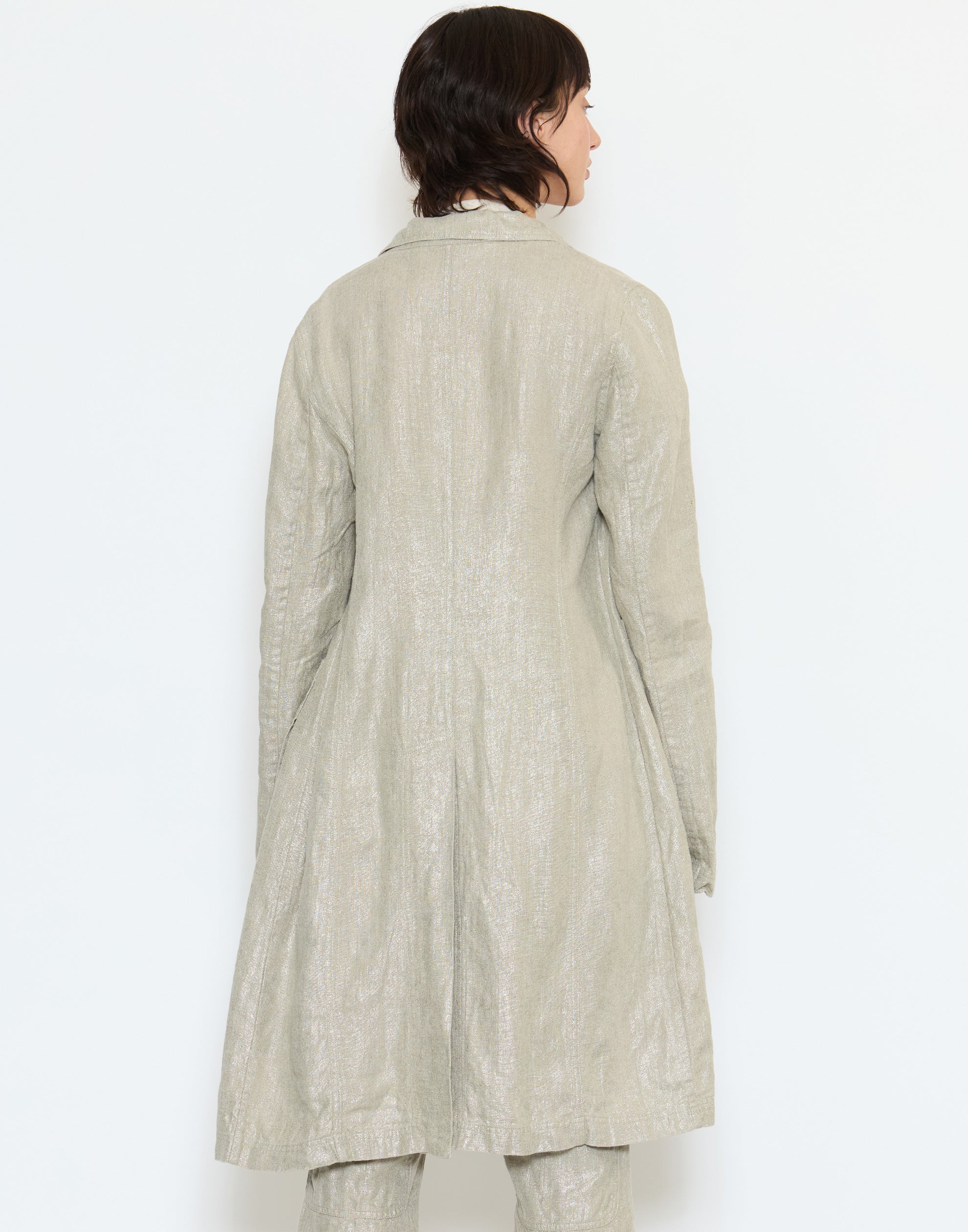 Natural Beige Sparkle Linen Coat
