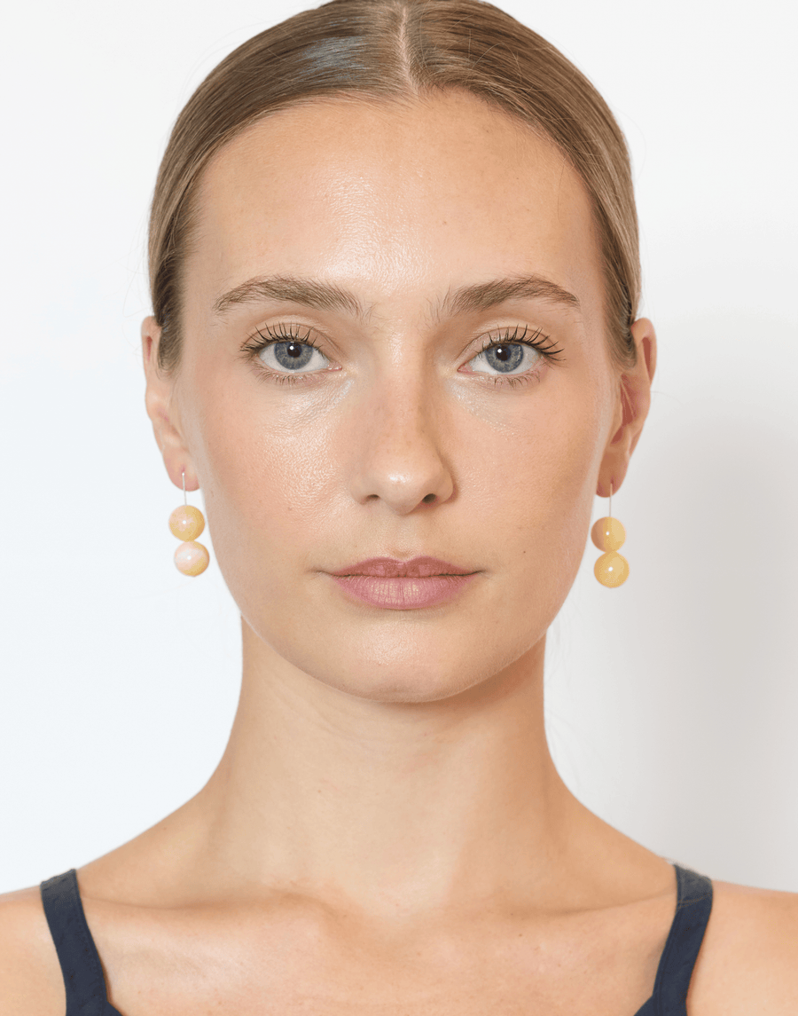 Yellow Calcite & Silver Daphne Earrings