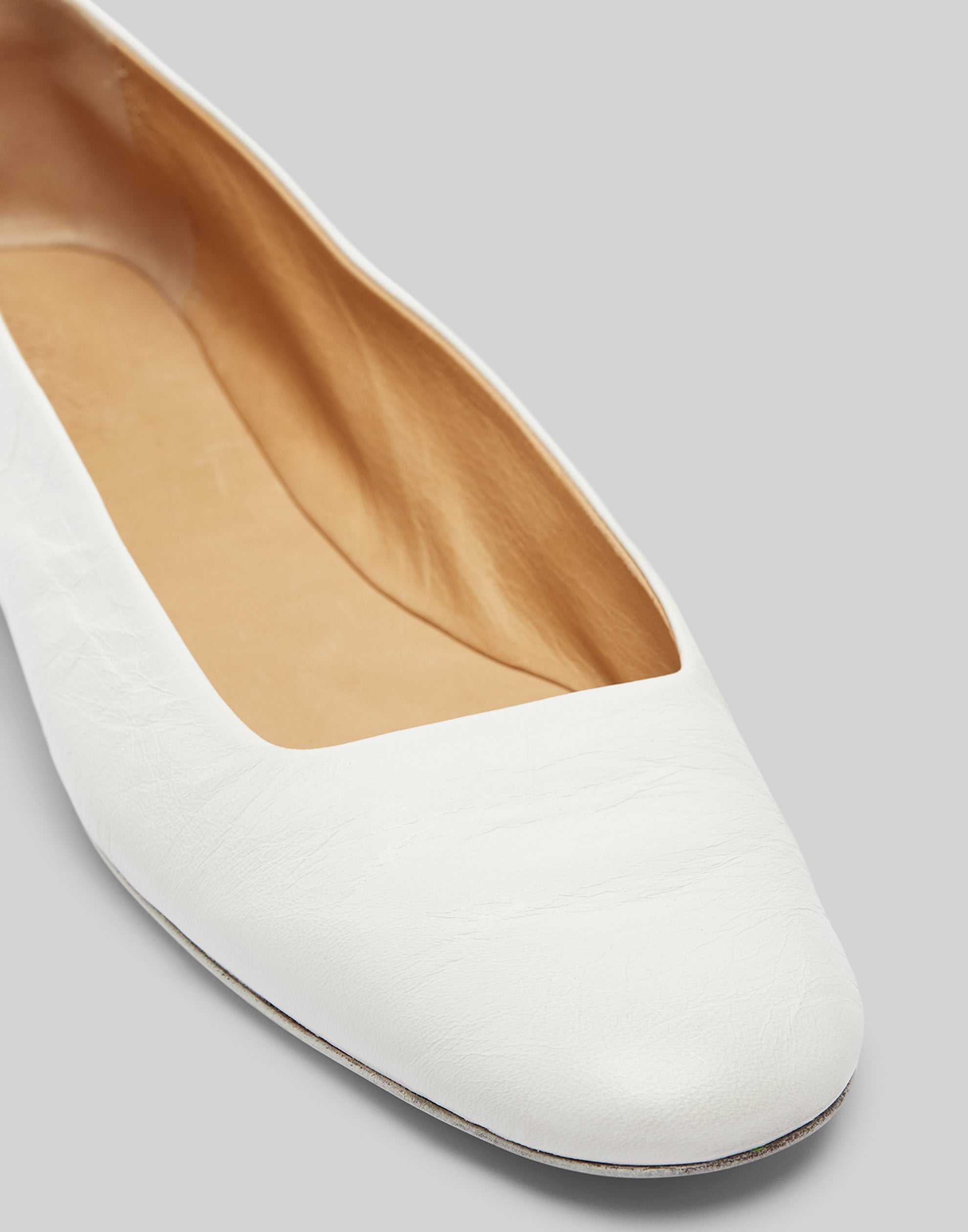 White Leather Distesa Ballerina Shoes