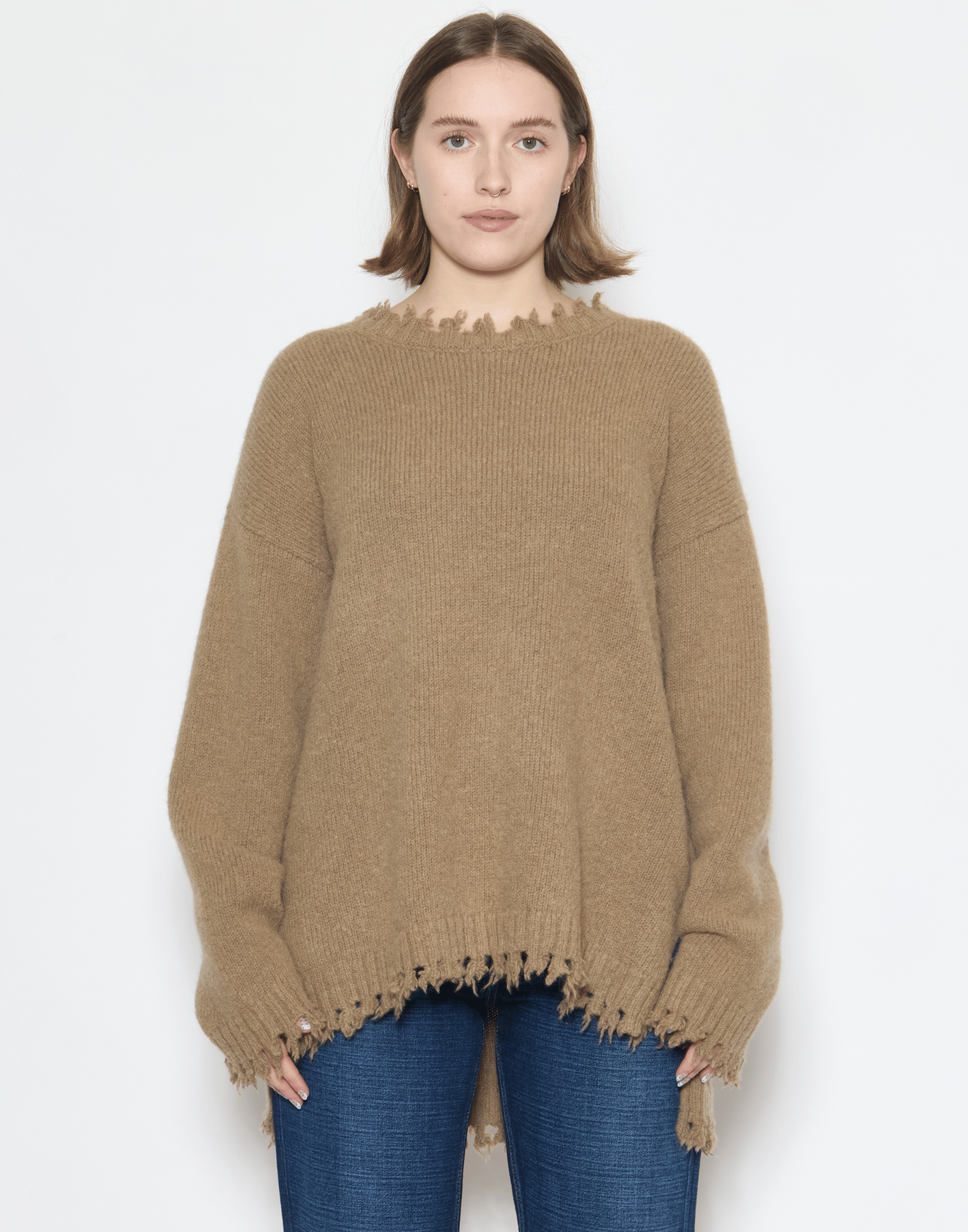 Tobacco Alpaca & Wool Fray Pullover