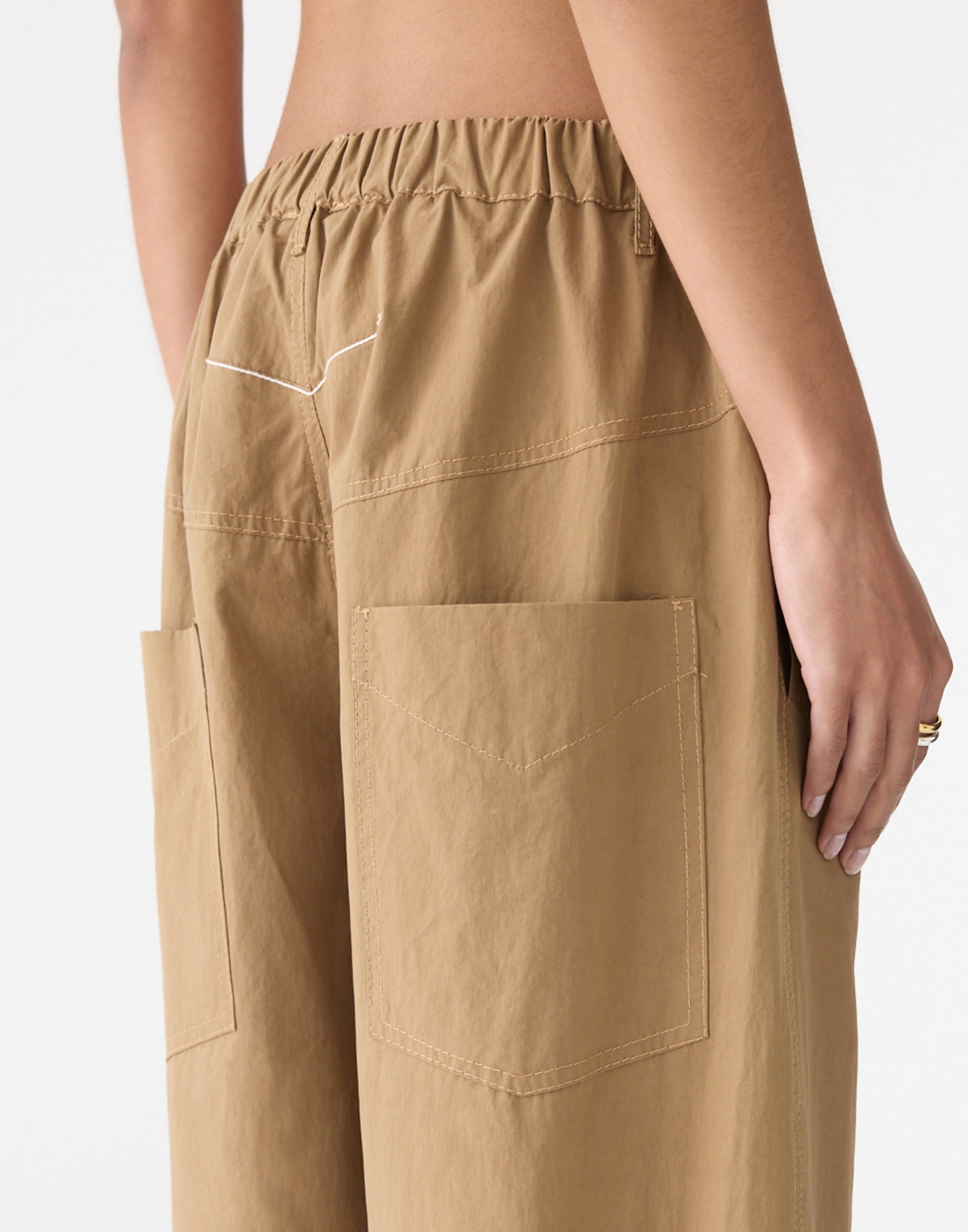 Dark Tan Crushed Cotton Summer Pants