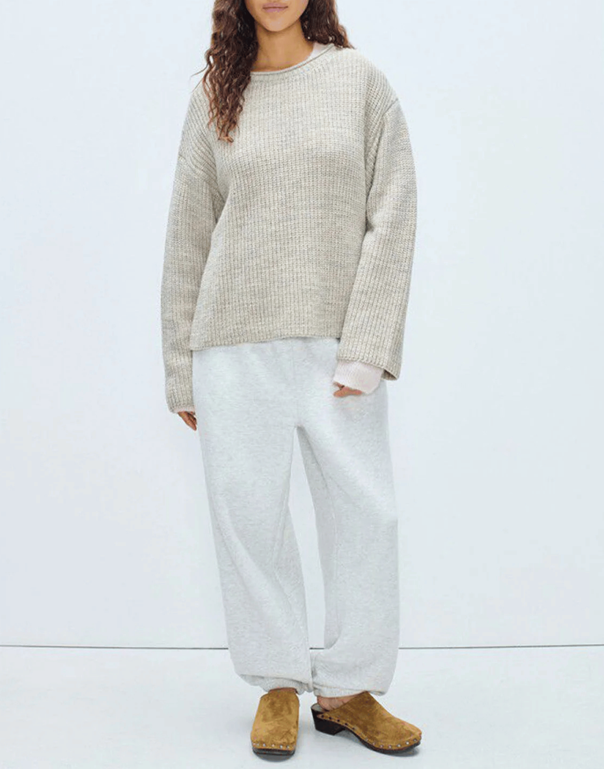 Mist Melange Wool Blend Crashway Pullover