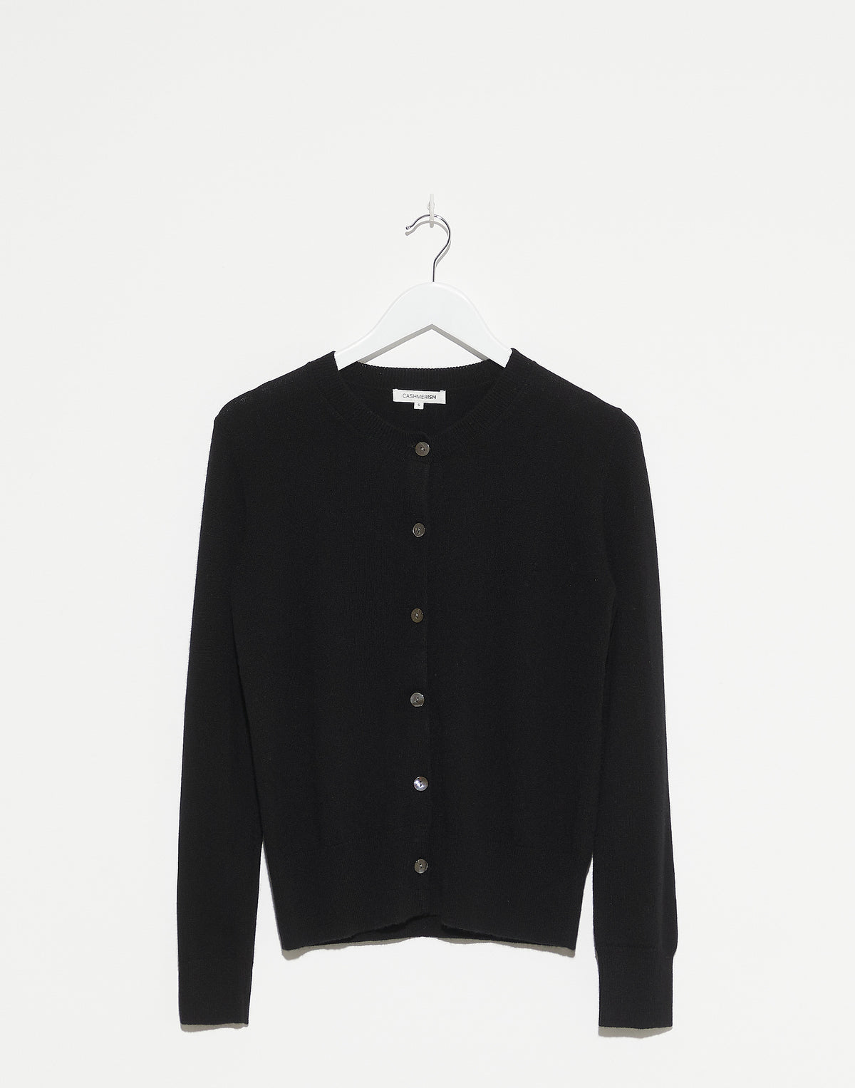 Black Cashmere Crew Neck Cardigan