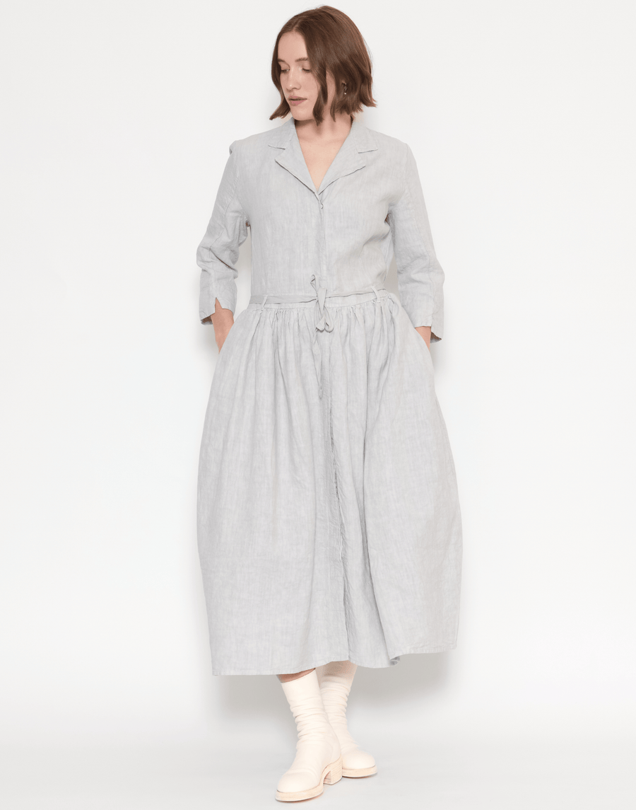 Pearl Grey Linen Davina Shirt Dress