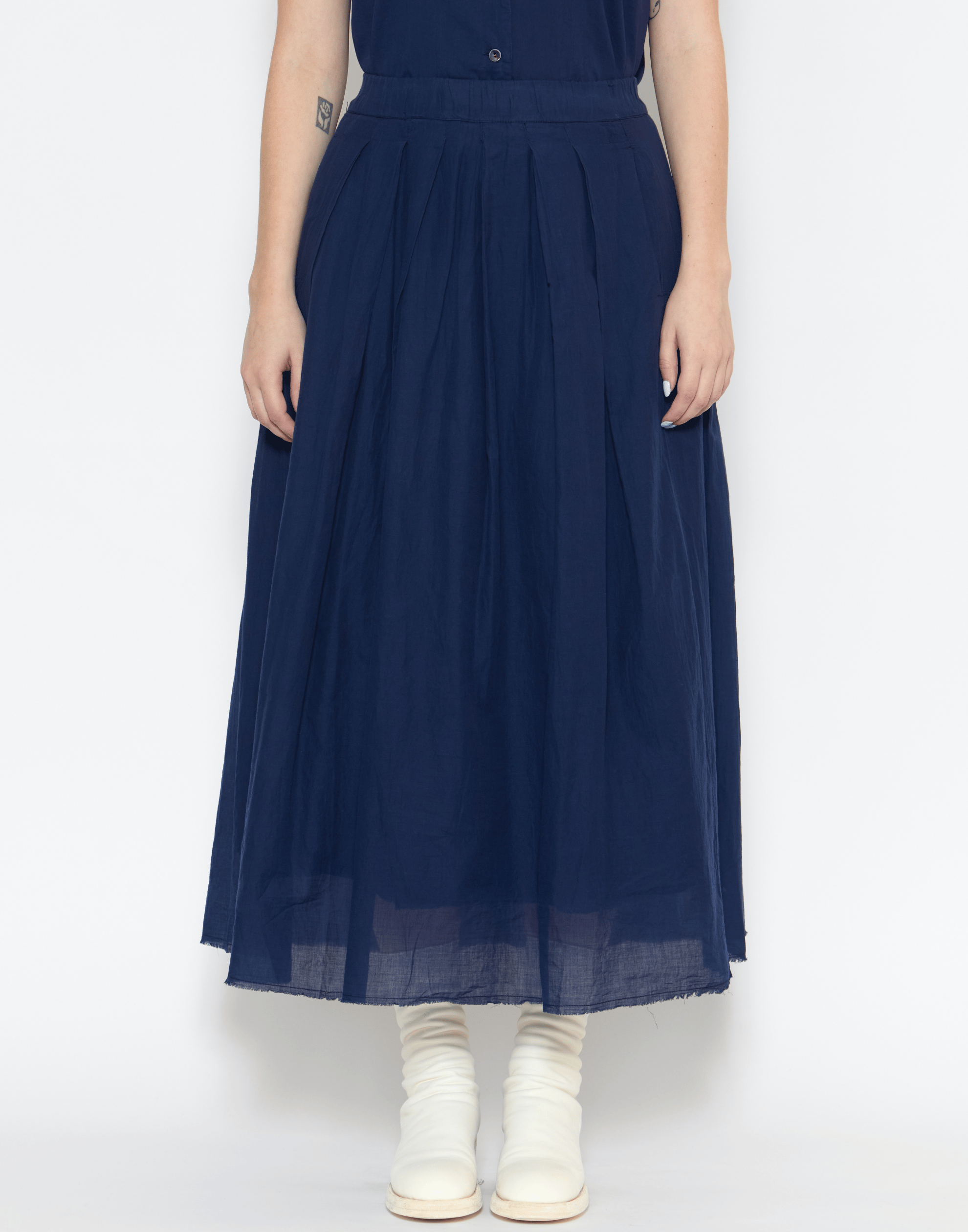 Ink Blue Cotton Voile Joyce Skirt