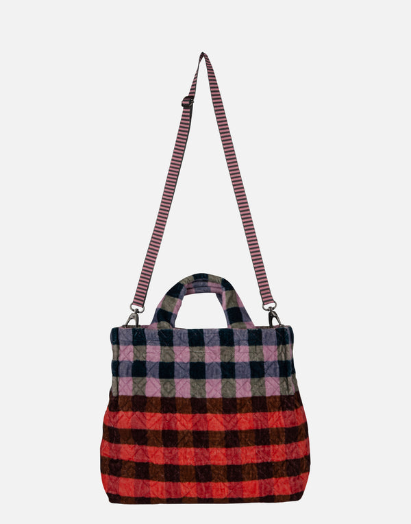 Red & Pink Medium Cotton Velvet Tote