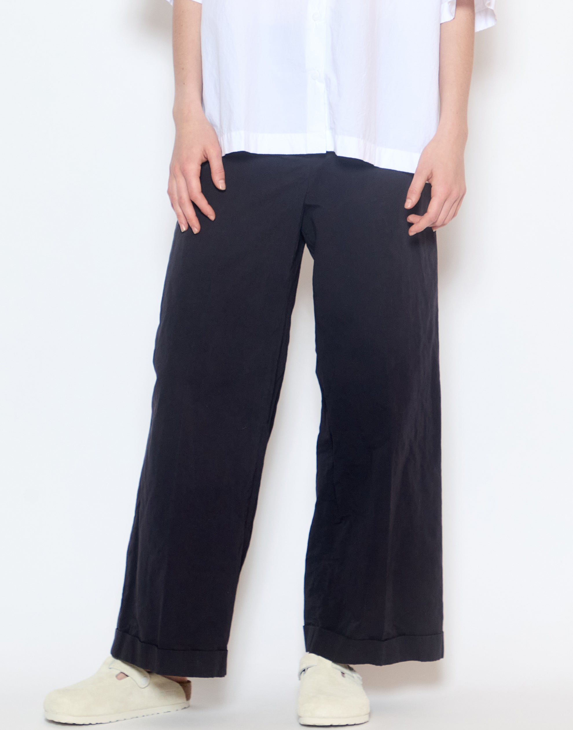 Black Cotton Wide Leg Wendy Pants