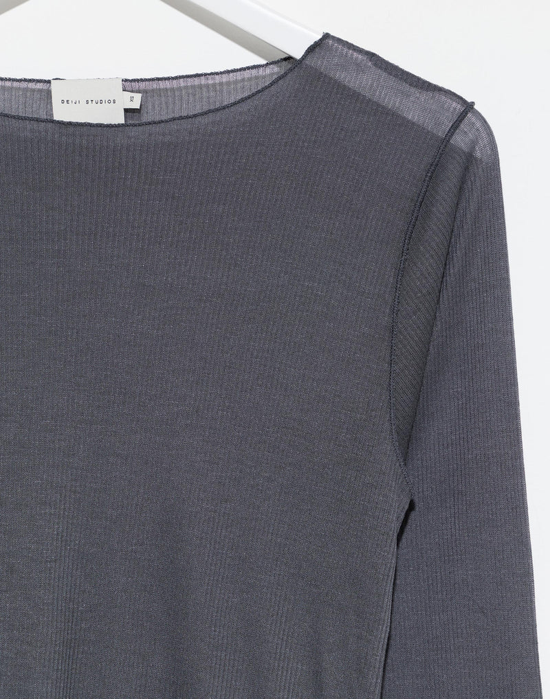 Steel Viscose Blend Long Sleeve Knit Top
