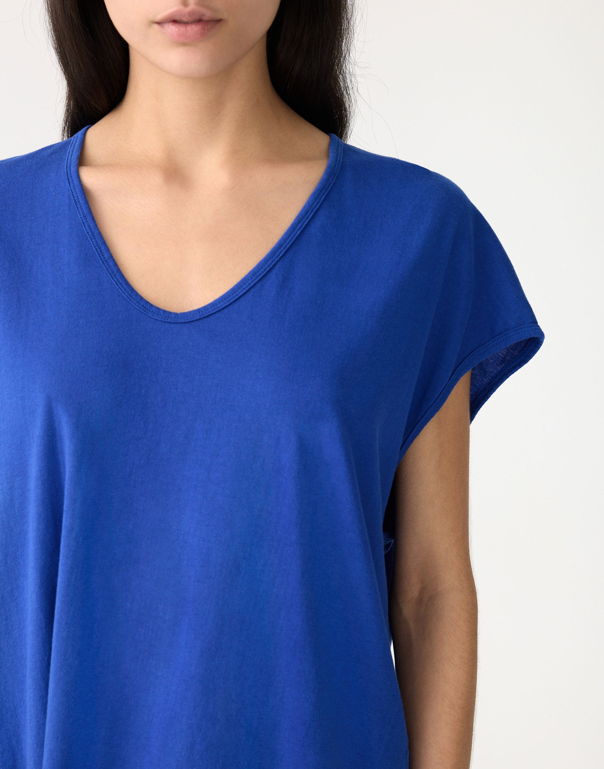 Cobalt Blue Cotton Fine Bind Scoop Neck Tank