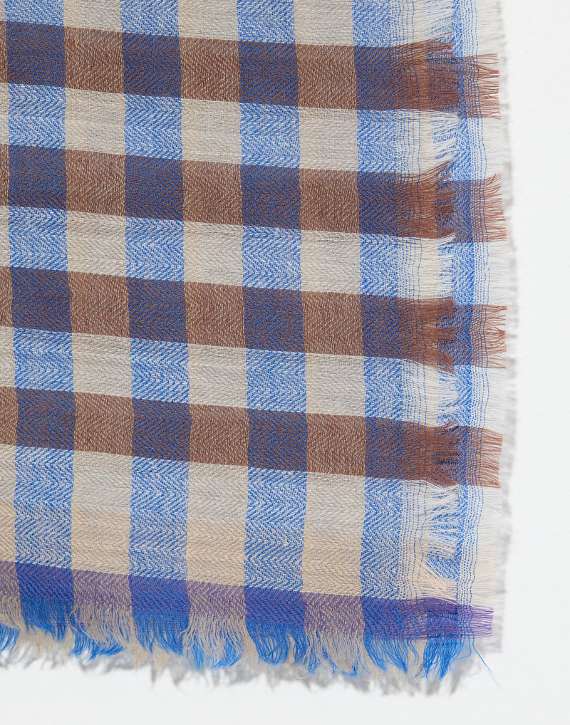Blue & Brown Check Square Bandana
