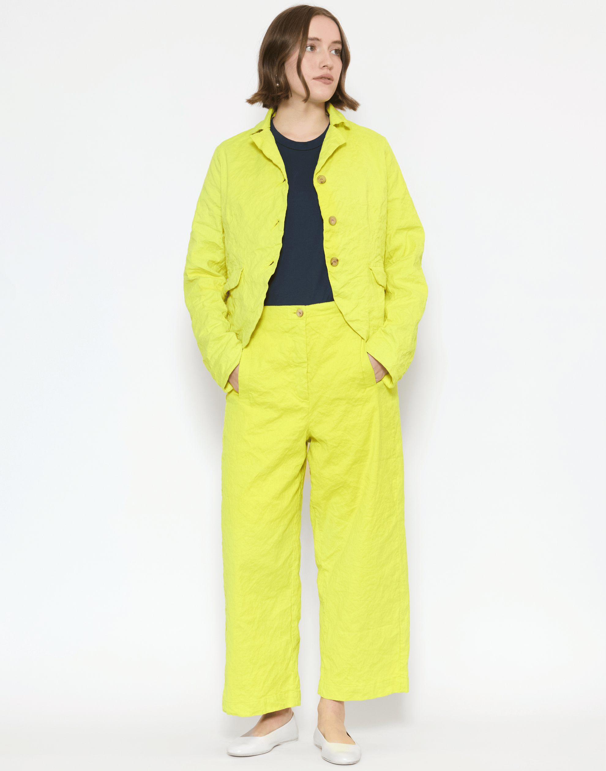 Lime Cotton Blend Paulette Pants