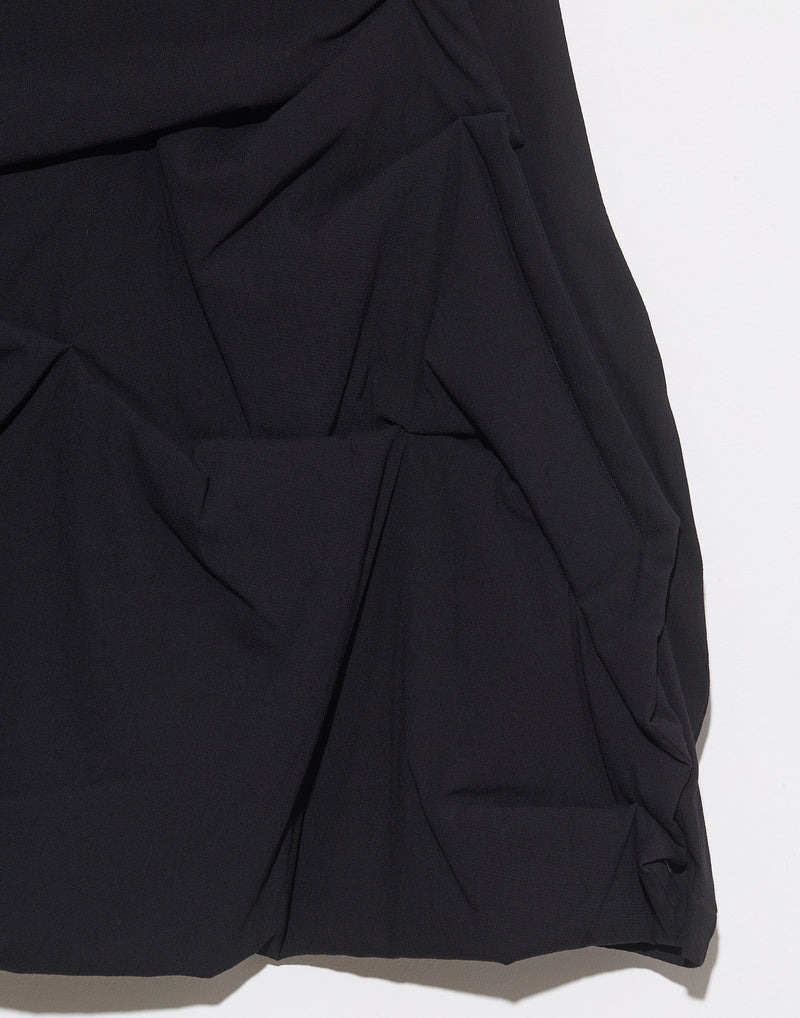 Black Viscose & Wool Blend Stretch Skirt