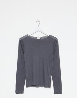 Steel Viscose Blend Long Sleeve Knit Top