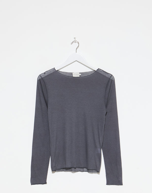 Steel Viscose Blend Long Sleeve Knit Top