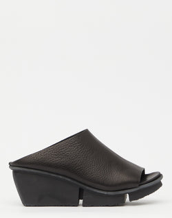 Black Leather Solo Wedge Slides