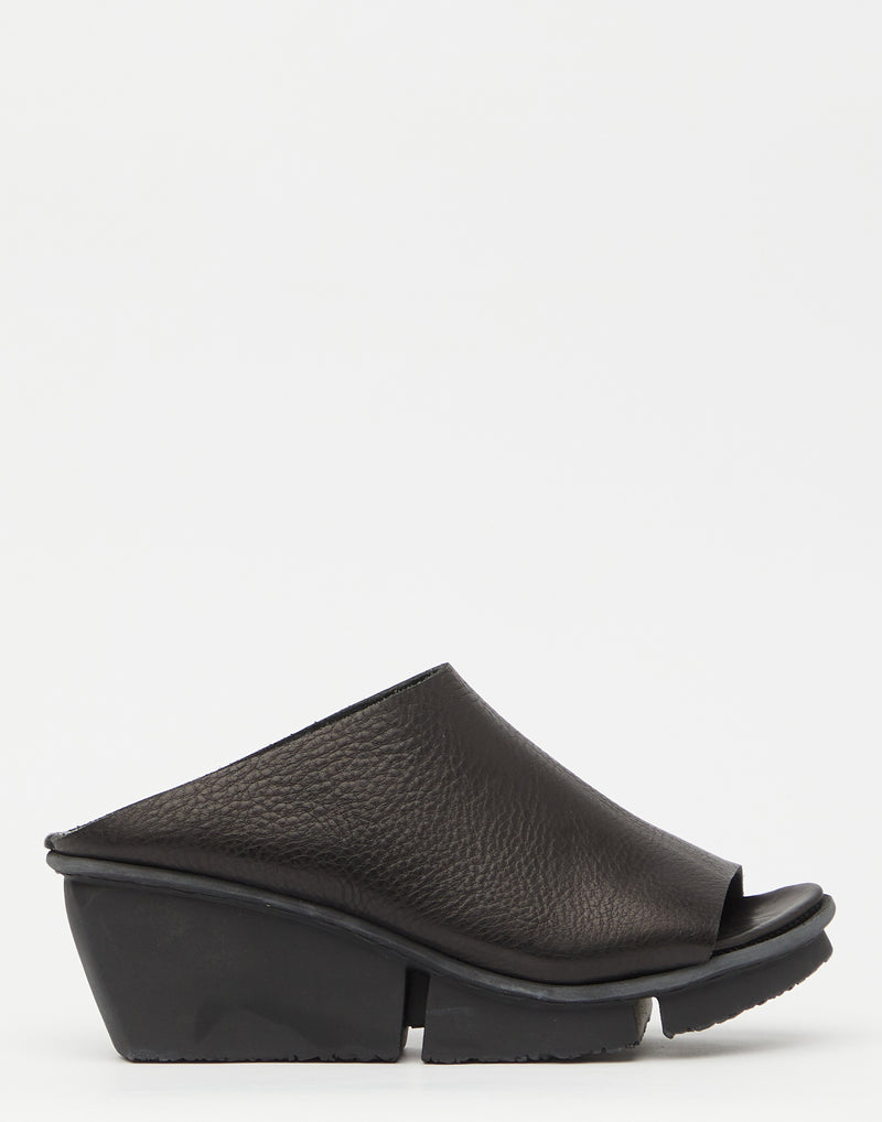 Black Leather Solo Wedge Slides