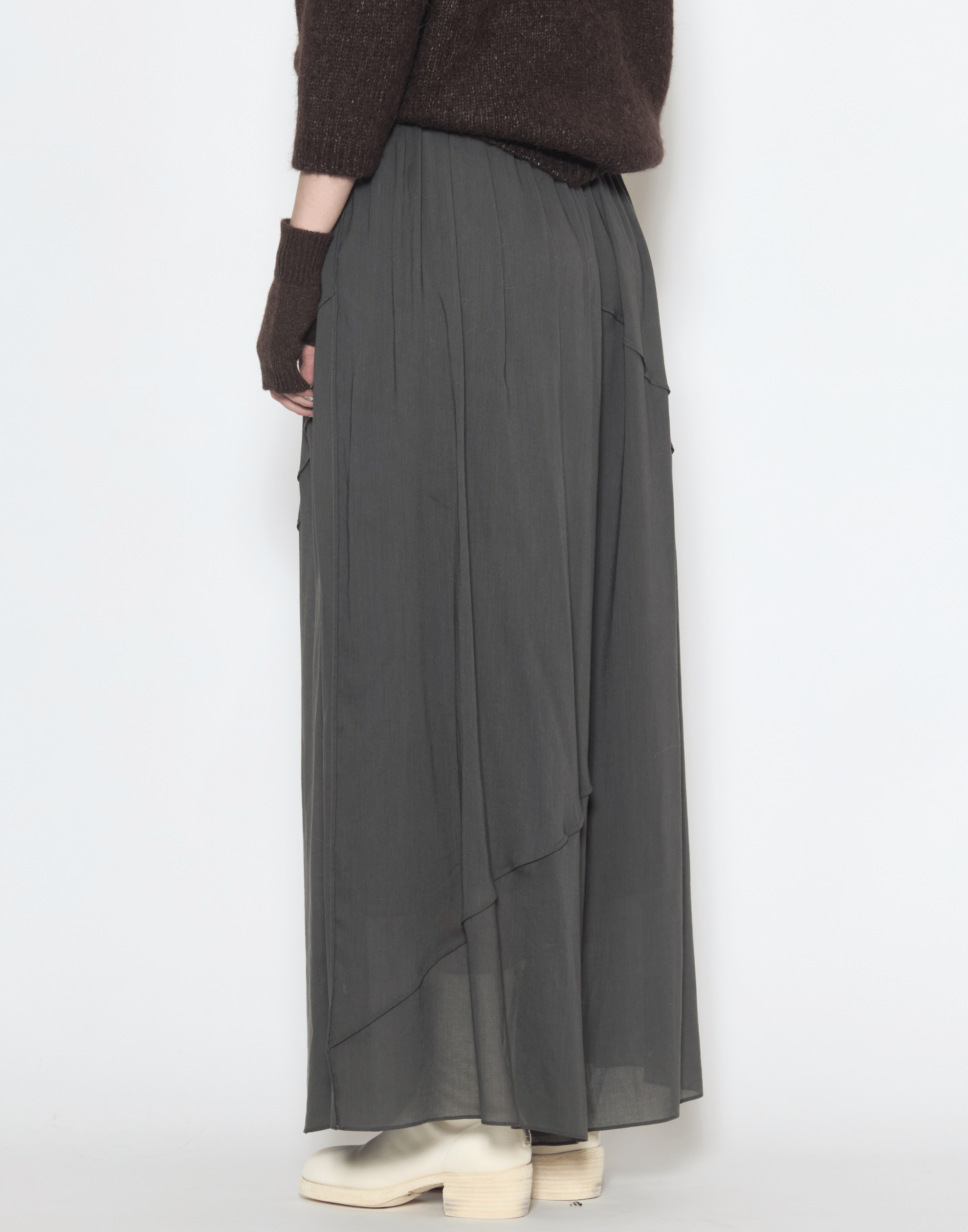 Gunmetal Pojagi Wide Leg Trousers