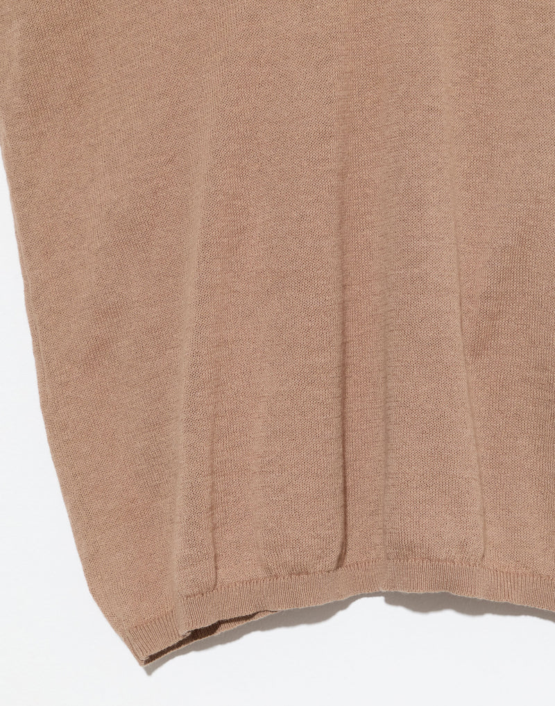 Light Brown Cotton Rolled Knit Top