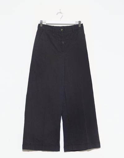 Black Cotton Wide Leg Wendy Pants