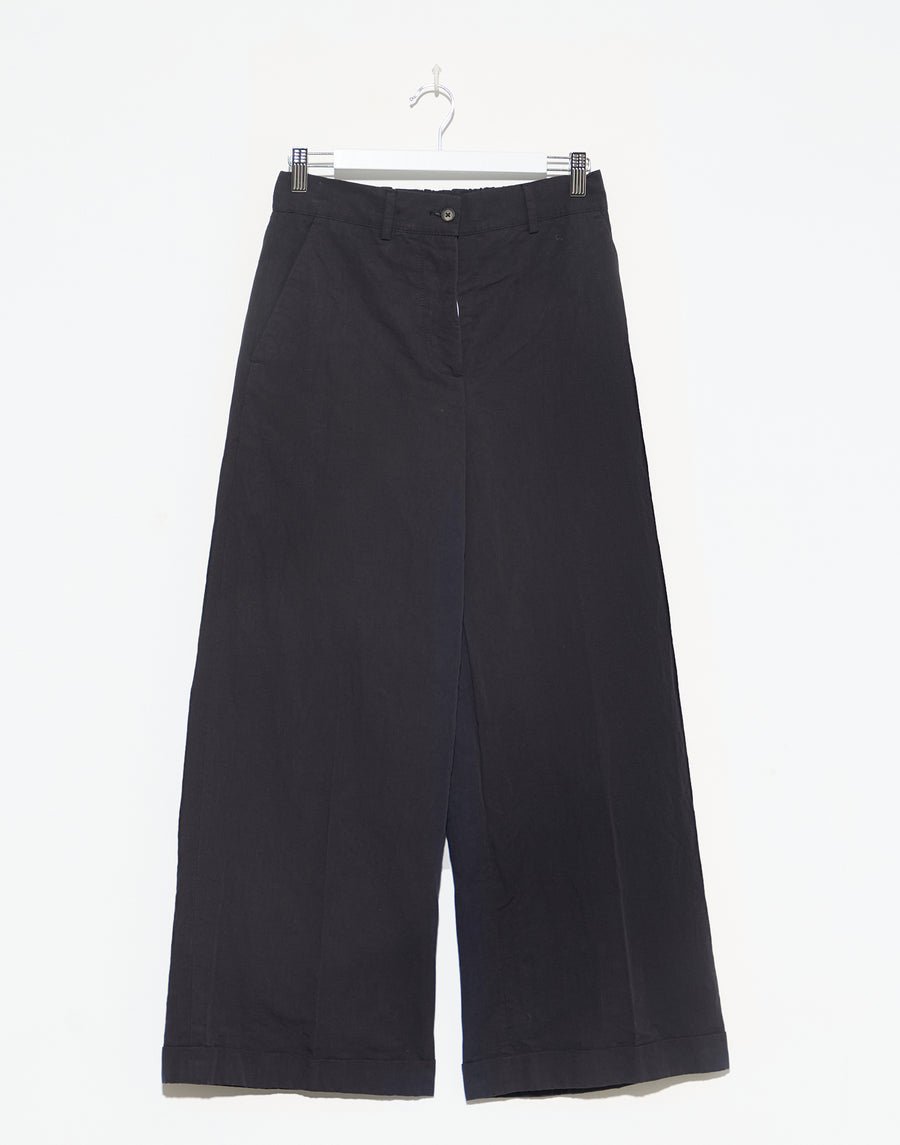Black Cotton Wide Leg Wendy Pants