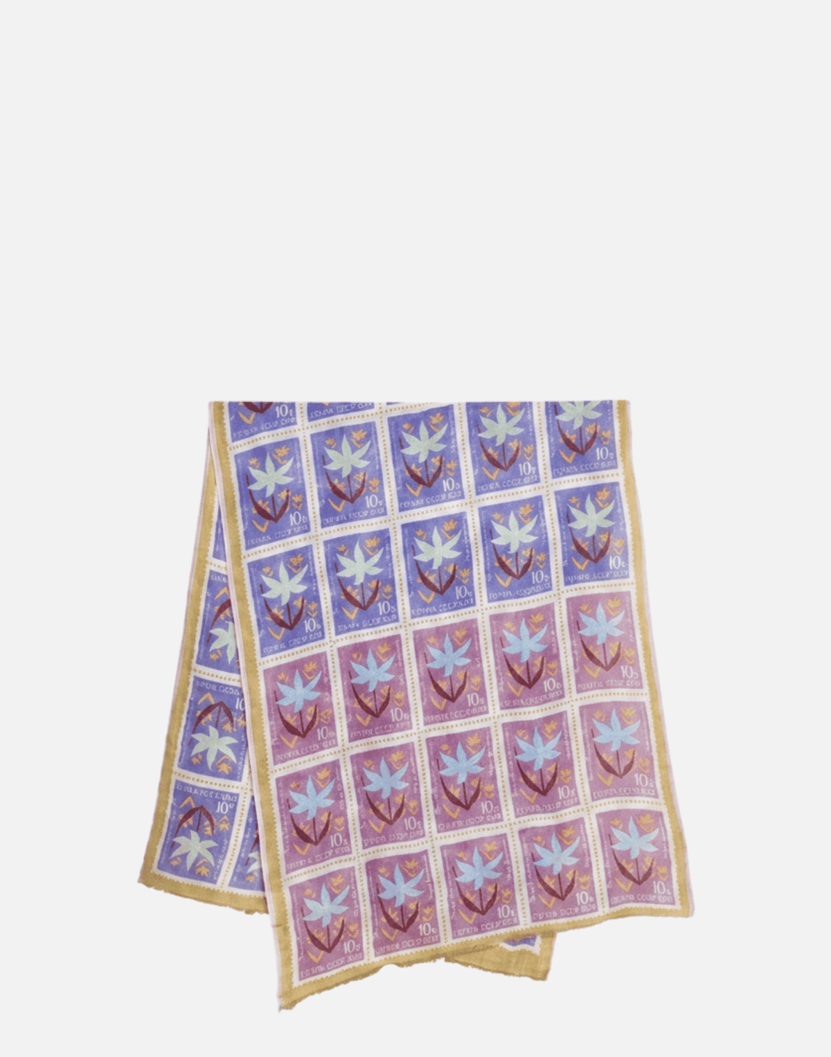 Lavender Stamp Print Linen & Cotton Scarf