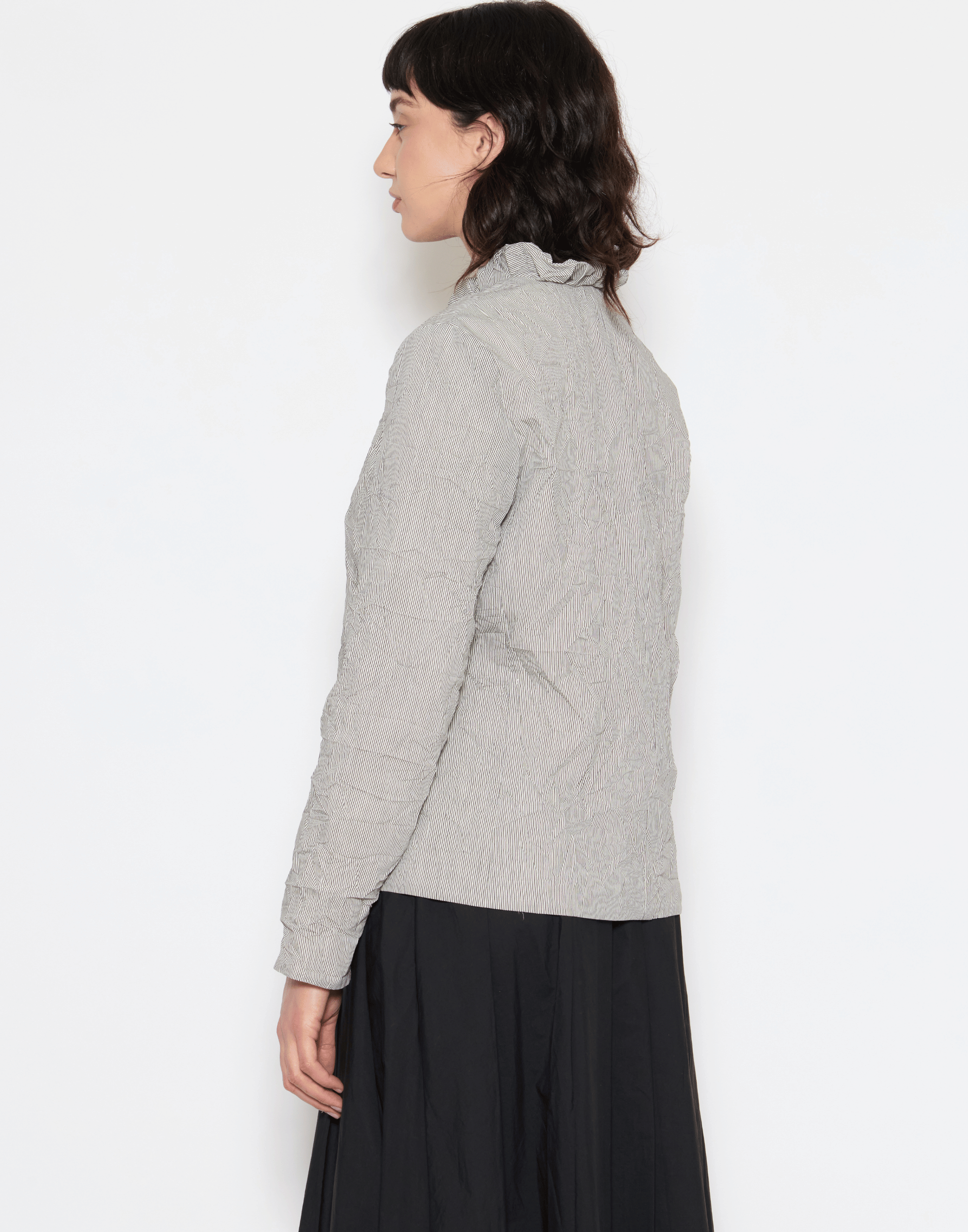 Pinstripe & Black Buttons Viscose Blend Jacket