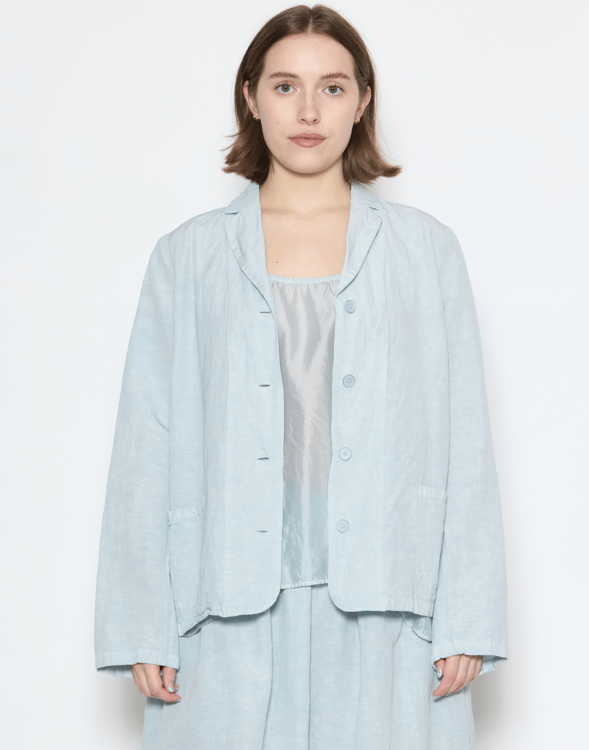Moonish Blue Linen Viscose Chaka Jacket