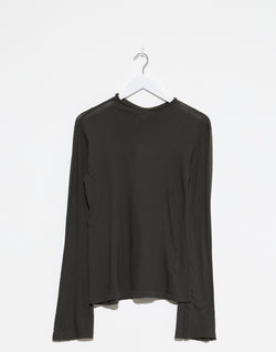 Slate Grey Cotton Raised Neck T-Shirt