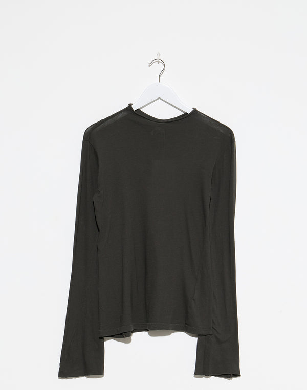 Slate Grey Cotton Raised Neck T-Shirt
