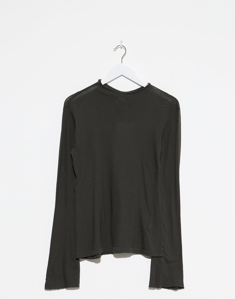 Slate Grey Cotton Raised Neck T-Shirt