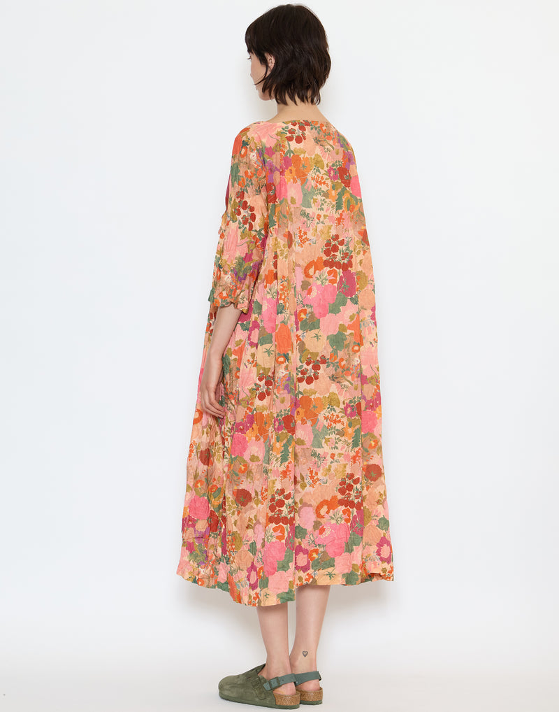 Orange & Pink Floral Cotton Newpride Lavato Dress