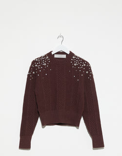 Burgundy Wool & Crystal Embellished Pullover