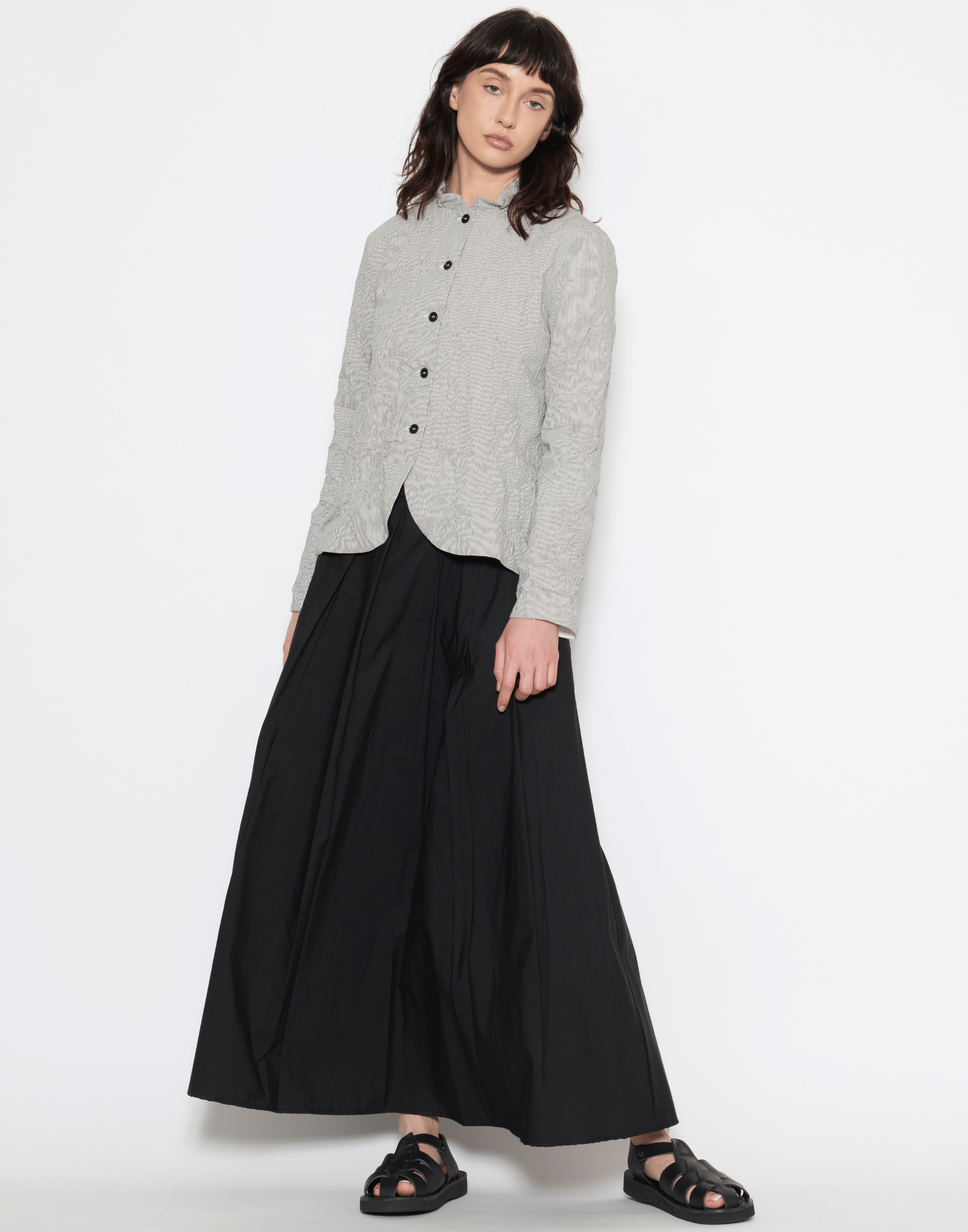 Black Cotton Poplin Skirt