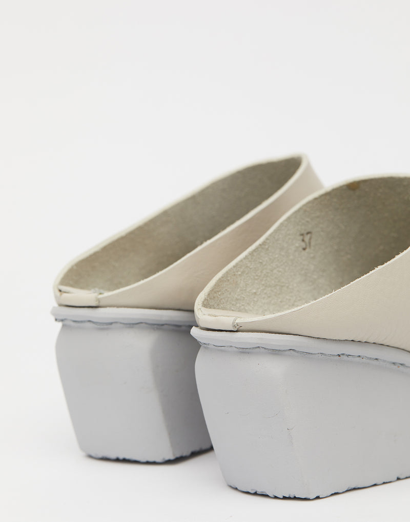 Pearl Grey Leather Solo Wedge Sandals