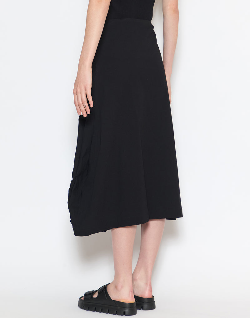 Black Viscose & Wool Blend Stretch Skirt