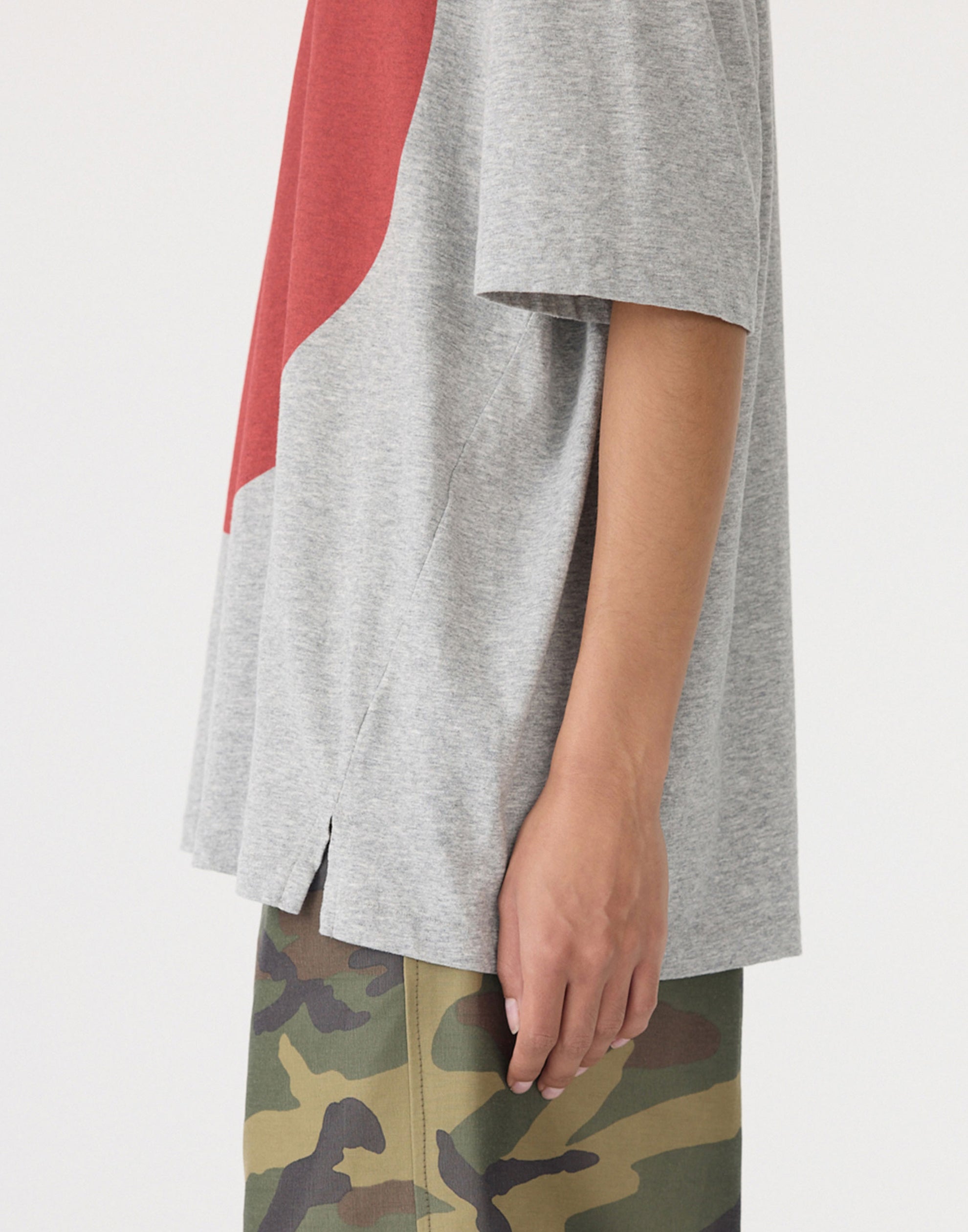 Grey & Heritage Red Cotton Slouch Dot T-Shirt